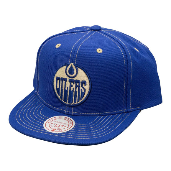 Men's Edmonton Oilers Mitchell & Ness Blue Contrast Natural Snapback Hat