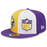 Men's New Era Gold/Purple Minnesota Vikings  2023 Sideline Primary Logo 9FIFTY Snapback Hat