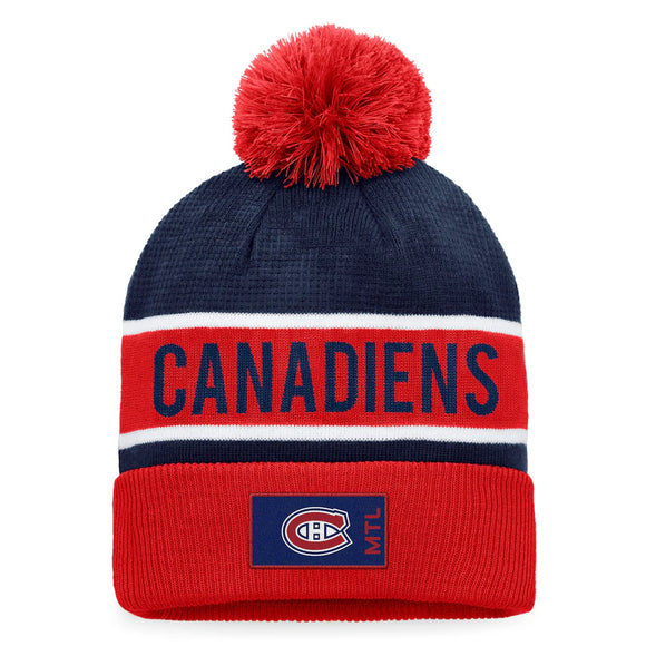 Montreal Canadiens Fanatics Branded Authentic Pro Cuffed Knit Hat with Pom - Red/Blue