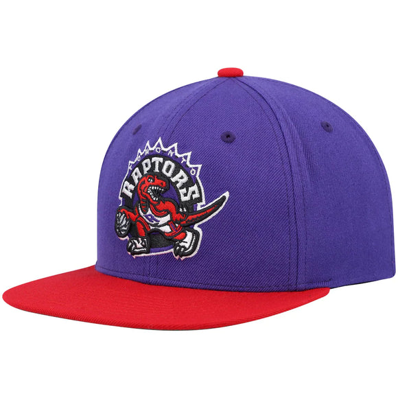 Toronto Raptors Mitchell & Ness Hardwood Classics Team Two-Tone 2.0 Snapback Hat - Purple/Red