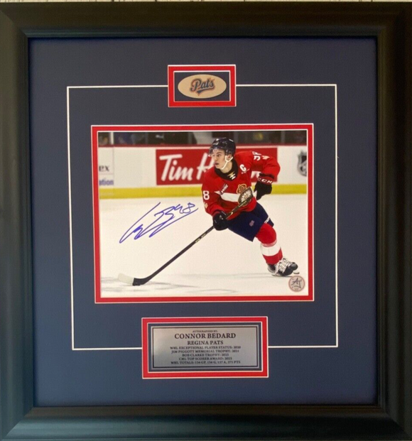Connor Bedard CHL WHL Regina Pats Autographed Red Jersey Hockey 8x10 Photo - Framed