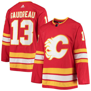 Calgary Flames Johnny Gaudreau adidas Red Authentic Prime Green Hockey Jersey