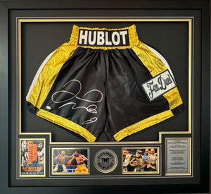 Floyd Mayweather Signed Boxing Trunks Shorts V Manny Pacquiao Pics Plaque Framed