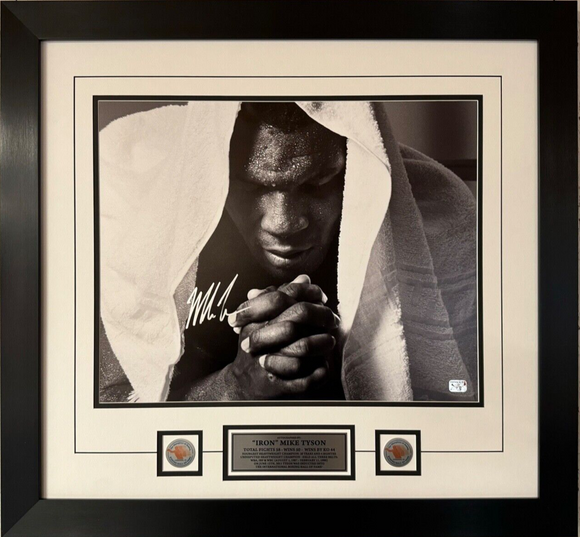 Mike Tyson Locker Room Signed 16x20 Photo With Fiterman Group Sports Hologram - Framed Size: 26x24