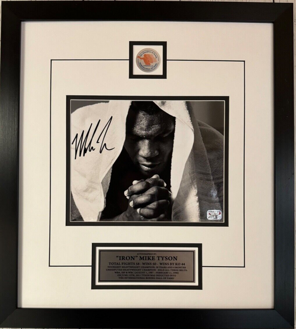 Mike Tyson Locker Room Signed 8x10 Photo With Fiterman Group Sports Hologram - Framed Size: 16x18