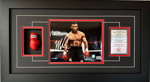 Mike Tyson In Ring Boxing Stance Signed 8x10 Photo Fiterman Group Sports Hologram - Framed 32x12