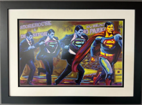 Clark Kent to Superman Christopher Reeves Replica 3D Art Print 11x16 - Framed 14x20