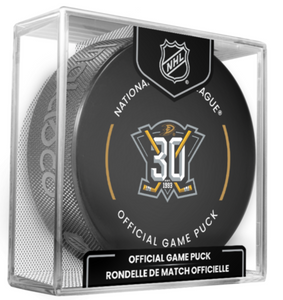 2023-24 NHL Anaheim Ducks 30th Anniversary Year Official Game Puck Design - in Cube