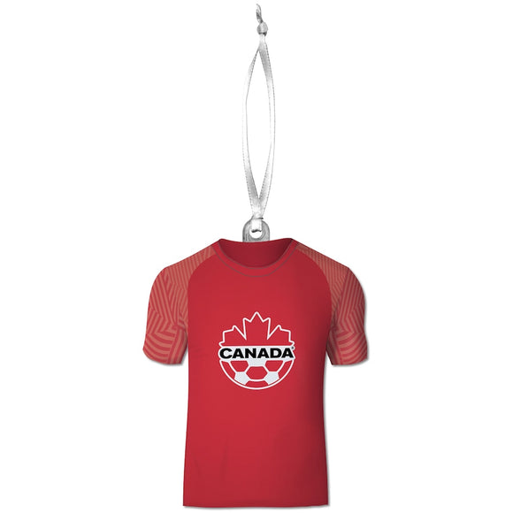 Team Canada International Soccer Resin Jersey with Satin Ribbon Christmas Tree Ornament