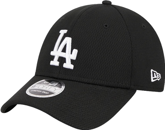 Men's New Era Los Angeles Dodgers Black on Black White Logo 9FORTY Stretch-Snapback Hat