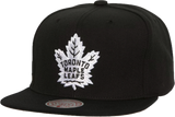 Men’s NHL Toronto Maple Leafs Mitchell & Ness Primary Logo Snapback Hat – Black & White