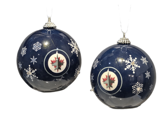 Winnipeg Jets Primary Logo Light Up Single Ball Christmas Ornament Snowy - 2 Pack