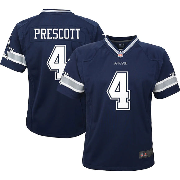 Kids Nike Dak Prescott Navy Blue Dallas Cowboys Game NFL Home Football Jersey - Multiple Sizes