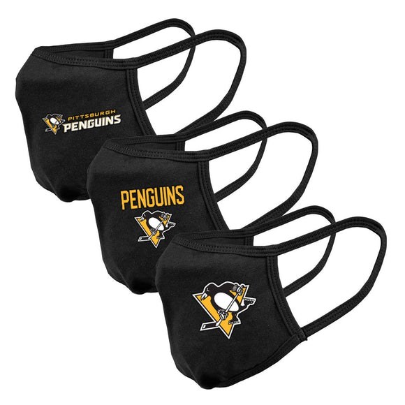 Pittsburgh Penguins NHL Hockey Core Primary Logo Guard 2 Face Mask Cover - Pack of 3