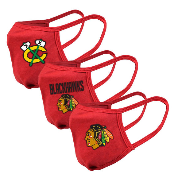 Chicago Blackhawks NHL Hockey Core Primary Logo Guard 2 Face Mask Cover - Pack of 3