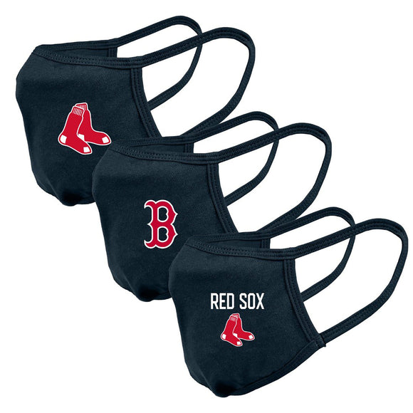 Boston Red Sox MLB Baseball Navy Core Primary Logo Guard 2 Face Mask Cover - Pack of 3