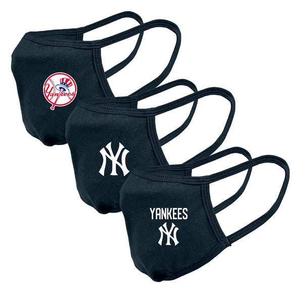 New York Yankees MLB Baseball Navy Core Primary Logo Guard 2 Face Mask Cover - Pack of 3