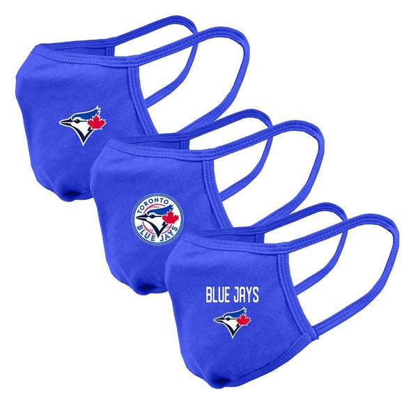 Toronto Blue Jays MLB Baseball Royal Blue Core Primary Logo Guard 2 Face Mask Cover - Pack of 3