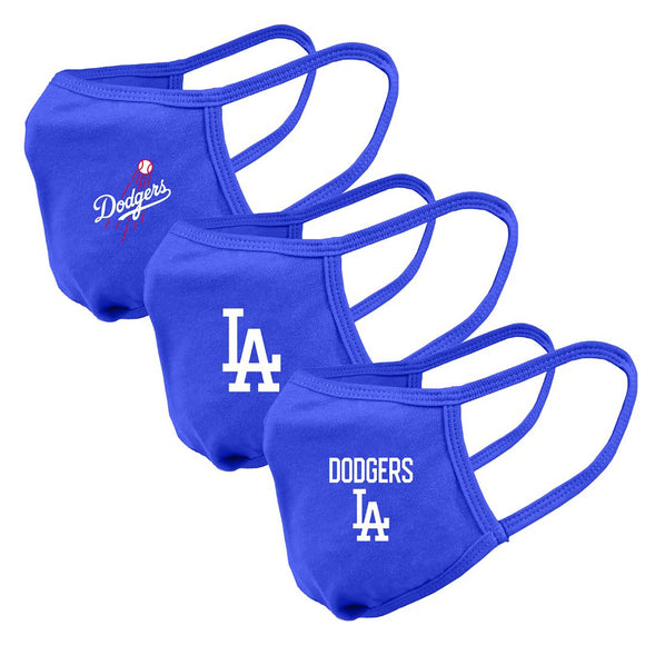 Los Angeles Dodgers MLB Baseball Royal Core Primary Logo Guard 2 Face Mask Cover - Pack of 3