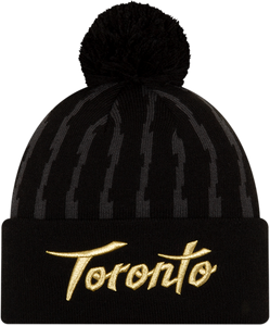 Men's Toronto Raptors New Era Black 2019/20 Alternate Earned Edition Pom Knit Toque Beanie Hat - Bleacher Bum Collectibles, Toronto Blue Jays, NHL , MLB, Toronto Maple Leafs, Hat, Cap, Jersey, Hoodie, T Shirt, NFL, NBA, Toronto Raptors