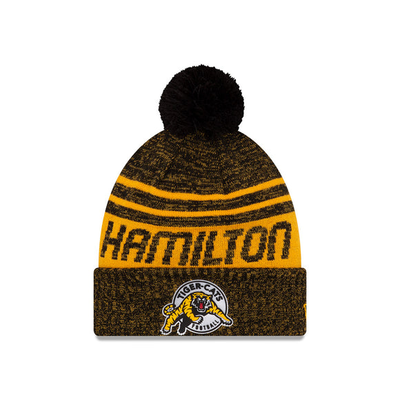 Hamilton Tiger-Cats New Era CFL Football Sideline Sport Official Pom Cuffed Knit Hat