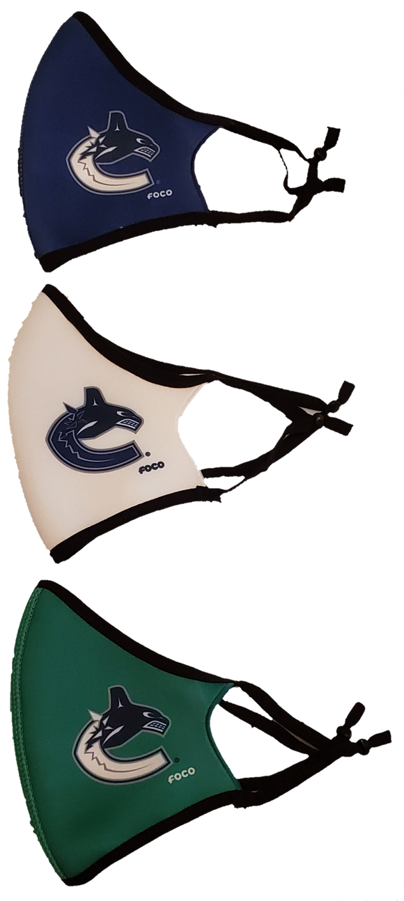 Vancouver Canucks NHL Hockey Foco Pack of 3 Adult Sports Face Covering Mask