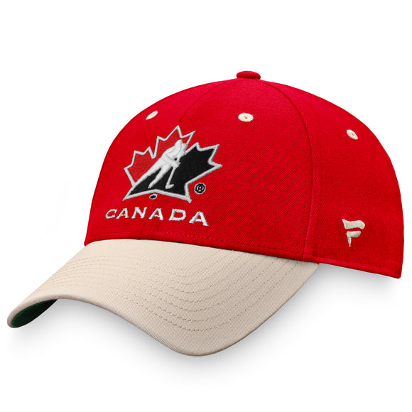 Men's Fanatics Branded Red Black White Team Hockey Canada True Classics Structured Stretch Fit Hat