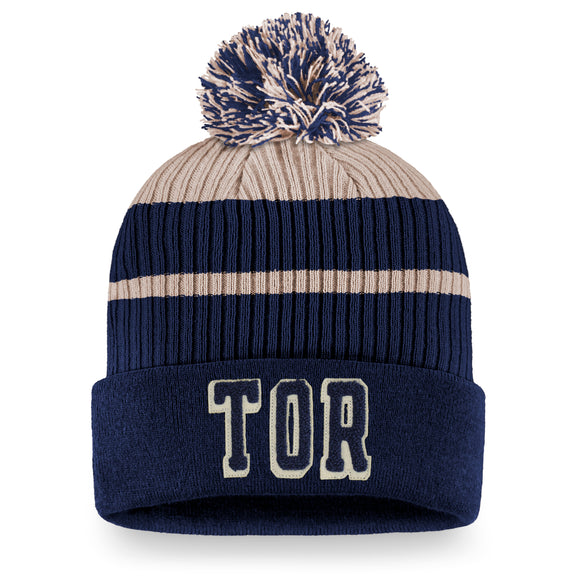 Men's Toronto Maple Leafs Fanatics Branded Blue True Classics Cuffed Knit Hat Pom Toque/Beanie
