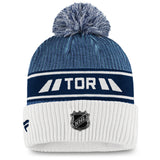 Toronto Maple Leafs Fanatics Branded Authentic Pro Locker Room Cuffed Pom Knit Hat - Blue/White