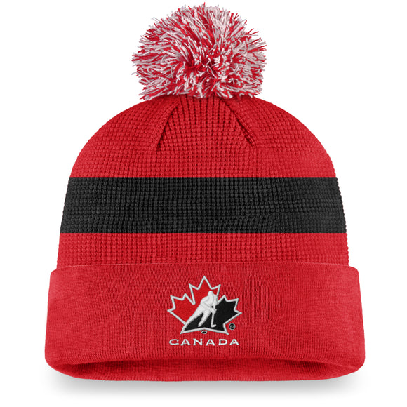 Men's Team Hockey Canada Fanatics Branded Red & Black Pom Cuffed Knit Toque Beanie