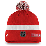 Detroit Red Wings Fanatics Branded 2020 NHL Draft Authentic Pro Cuffed Pom Knit Toque Hat