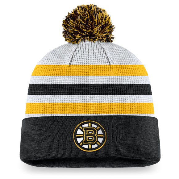 Boston Bruins Fanatics Branded Authentic NHL Draft Knit Graphic Cuffed Hat Pom Beanie Toque