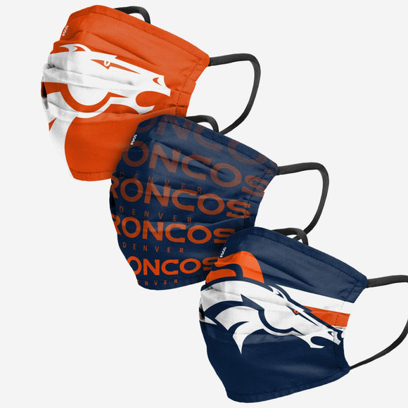 Men's Denver Broncos NFL Football Foco Pack of 3 Match Day Face Covering Mask