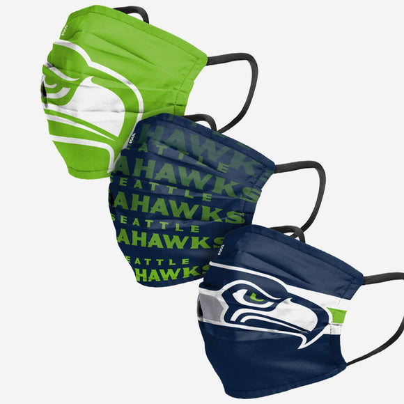 Men's Seattle Seahawks NFL Football Foco Pack of 3 Match Day Face Covering Mask