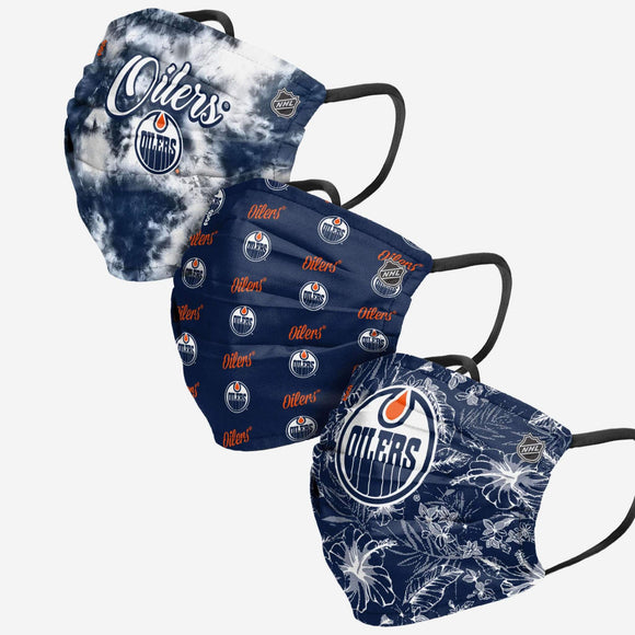 Women's Edmonton Oilers NHL Hockey Foco Pack of 3 Match Day Face Covering Mask