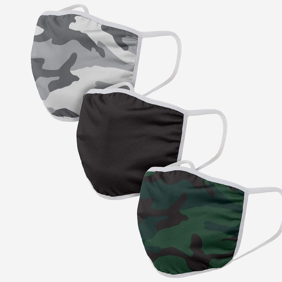 Camo Camouflaged Fashion Design Coloured Foco Pack of 3 Adult Face Covering Mask