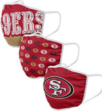 San Francisco 49ers NFL Football Gametime Foco Pack of 3 Adult Face Covering Mask