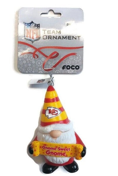 Kansas City Chiefs Gnome Sweet Gnome Ornament NFL Football by Forever Collectibles