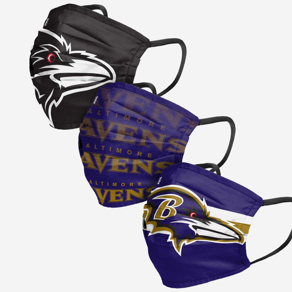 Men's Baltimore Ravens NFL Football Foco Pack of 3 Match Day Face Covering Mask