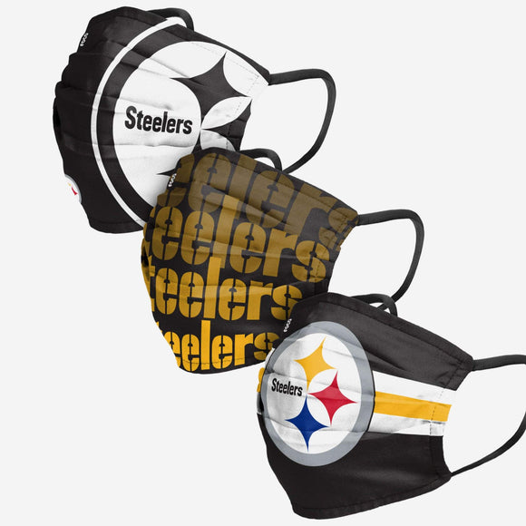 Men's Pittsburgh Steelers NFL Football Foco Pack of 3 Match Day Face Covering Mask