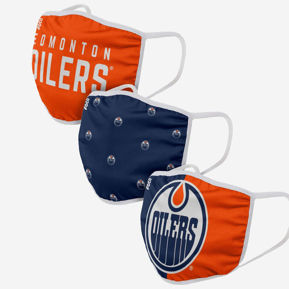 Youth Edmonton Oilers NHL Hockey Foco Pack of 3 Face Covering Mask