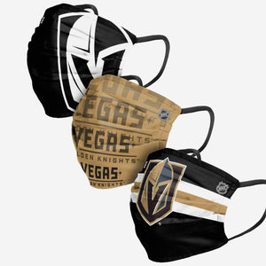 Vegas Golden Knights NHL Hockey Foco Pack of 3 Match Day Face Covering Mask