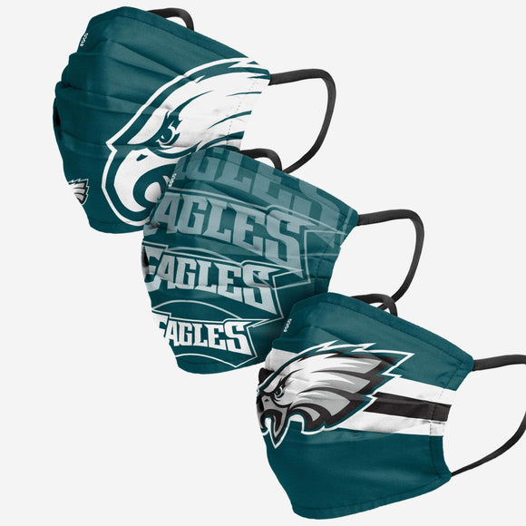 Men's Philadelphia Eagles NFL Football Foco Pack of 3 Match Day Face Covering Mask
