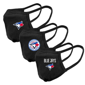 Toronto Blue Jays MLB Baseball Black Core Primary Logo Guard 2 Face Mask Cover - Pack of 3