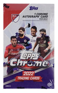 2022 Topps Chrome MLS Major League Soccer Hobby Box 18 Packs Per Box, 4 Cards Per Pack