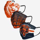 Men's Chicago Bears NFL Football Foco Pack of 3 Match Day Face Covering Mask
