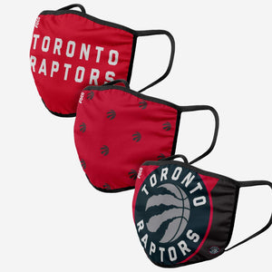 Toronto Raptors NBA Basketball Foco Pack of 3 Adult Face Covering Mask