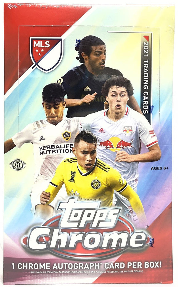 2021 Topps MLS Major League Soccer Chrome Hobby Box 18 Pack Per Box, 4 Cards Per Pack