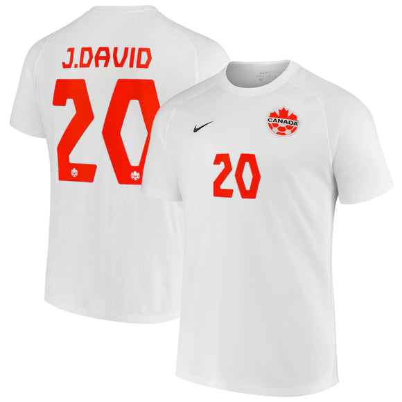 Men's Nike Jonathan David White Canada Soccer 2021 Away - Replica Player Jersey