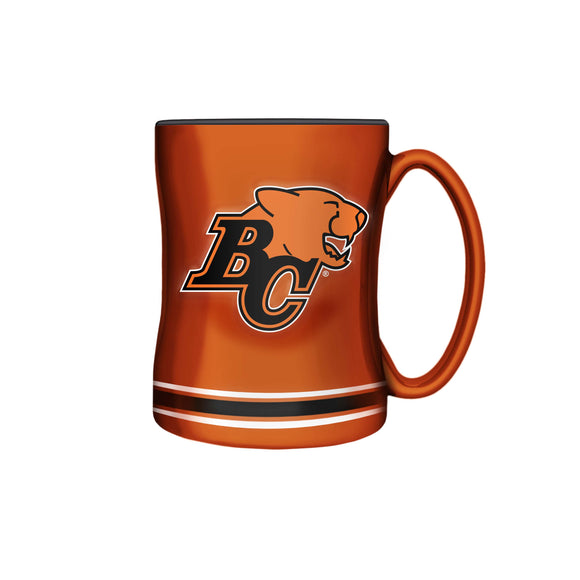 BC Lions Primary Logo Orange Black CFL Football 14oz Sculpted C-Handle Mug - Bleacher Bum Collectibles, Toronto Blue Jays, NHL , MLB, Toronto Maple Leafs, Hat, Cap, Jersey, Hoodie, T Shirt, NFL, NBA, Toronto Raptors